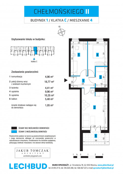 Etap I klatka C 1 pietro mieszkanie 4 metraz 48.45 2