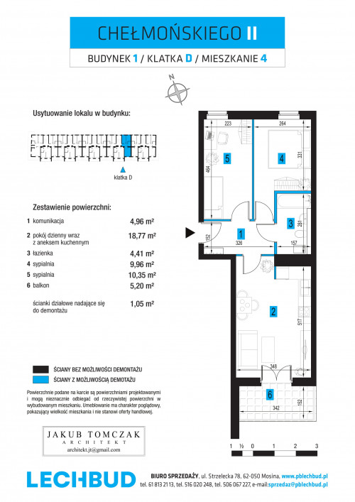 Etap I klatka D 1 pietro mieszkanie 4 metraz 48.45 2