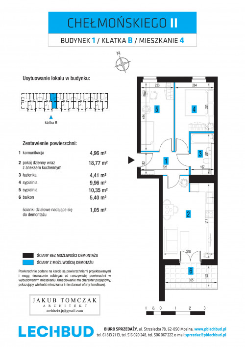 Etap I klatka B 1 pietro mieszkanie 4 metraz 48.45 2